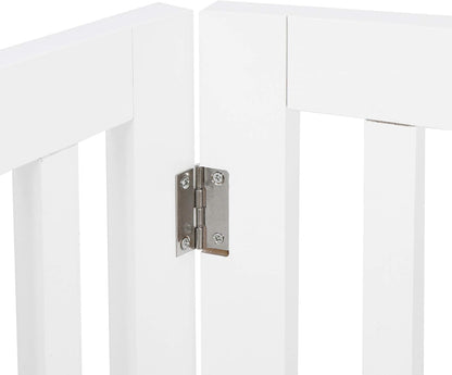 Nouva 36" H Pet Gate, 3 Panels Indoor Foldable Dog Fence, Dog Gate for Stairs Doorways, Hardwood Pet Gate, Freestanding Pet Fence, White