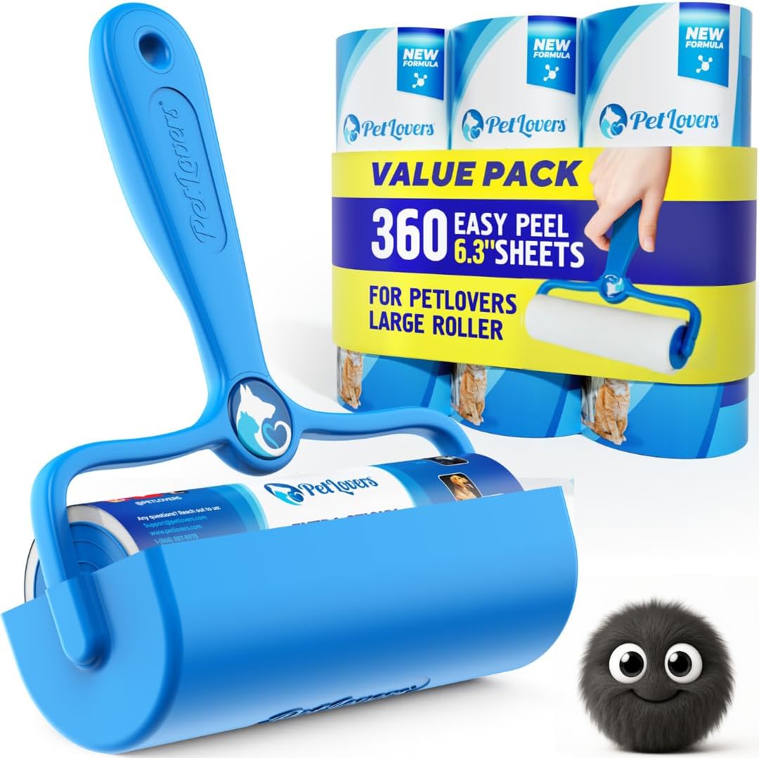 PetLovers Extra Sticky Lint Roller Mega Value Set 600 Sheets for Pet Hair Removal, Dog and Cat Lint Remover 6 Pack