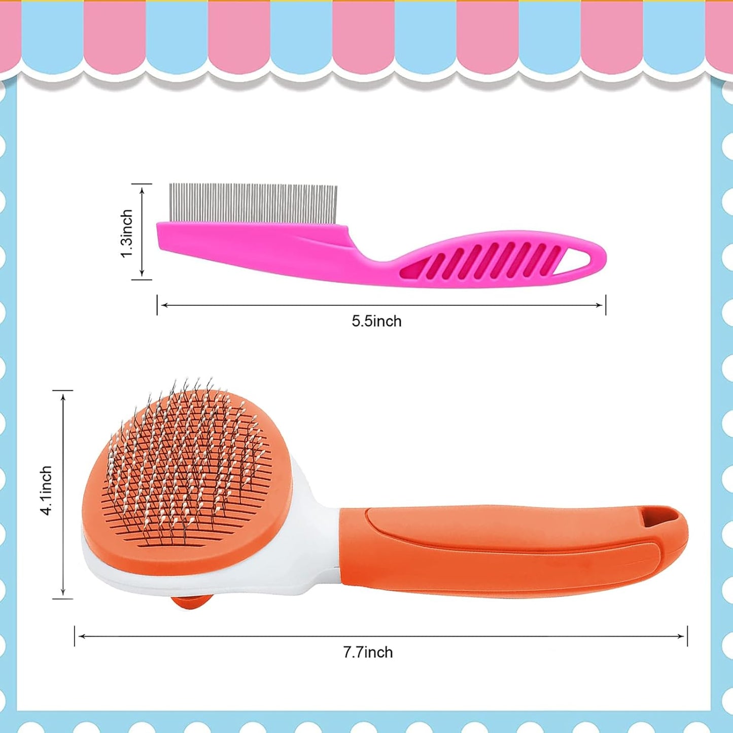 Cat Brushes for Indoor Cats, Dog Brush for Shedding with Metal Cat Comb, Self Cleaning Pet Hair Brush with Release Button for Grooming Kitten(Pink)