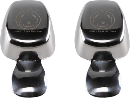 Honey Bear Kitchen 1/4 Cup 60 ml Leave-in Canister Scoops, Polished Stainless Steel (Set of 2)