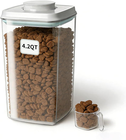 Dog Food Storage Container with One-Touch Lid, 2.8 QT / 2.65 L Stackable Durable BPA-Free PET Cat Food Storage Container,for Pet Treats, Supplements & Small Kibble
