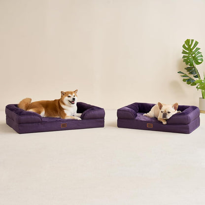 EHEYCIGA Orthopedic Dog Beds for Extra Large Dogs 44x32Inch, Waterproof Memory Foam XL Pet Bed with Sides, Non-Slip and Egg-Crate Foam Big Dog Couch Bed with Washable Removable Cover, Grey