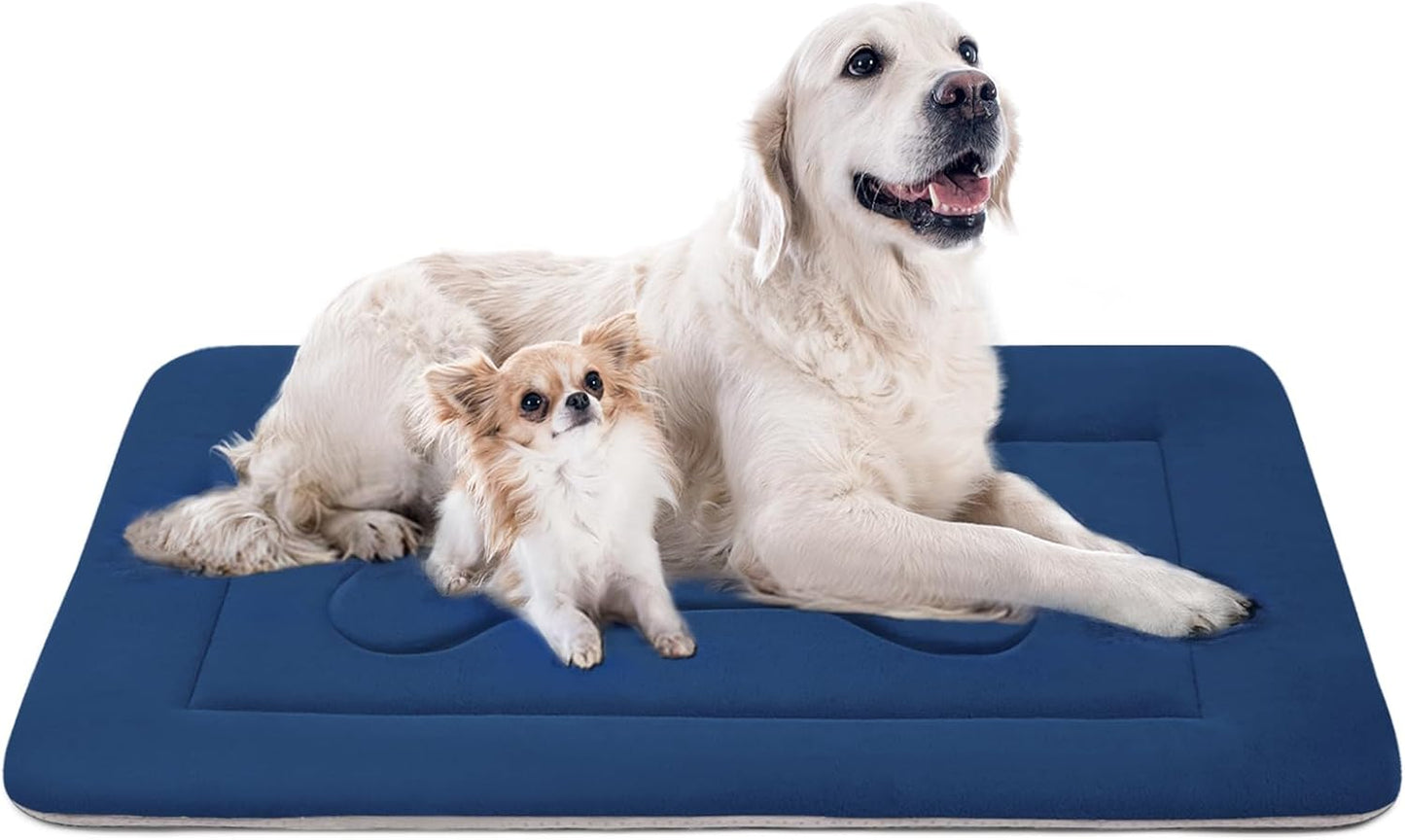 Large Dog Bed Soft Dog Crate Pad Mat 42 in Non-Slip Bottom Washable Dog Sleeping Mattress Pet Beds Cat Bed Kennel Pad, Dark Gray