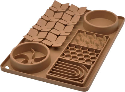 Slow Feeder Bowl, Silicone Lick Mat with Suction Cups for Dog Cat, Snuffle Mat for Pet Smell Training, Puzzle Toys for Bored Puppy, Interactive Sniff Mat for Slow Eating and Keep Busy, Green