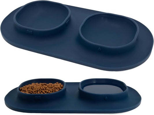 Dog Food Bowls Pet Bowls & Dog Water Bowls with No-Spill and Non-Skid, Feeder Bowls with Dog Bowl Mat for Small Medium Large Size Dogs Cats Puppy Pets, Dog Dishes (Green)
