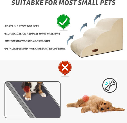 Aodisman 3-Step Dog Ramp and Stairs for Sofa and Chair - Non-Slip Sturdy Pet Steps for Small Dogs and Cats,15.7" H,Grey