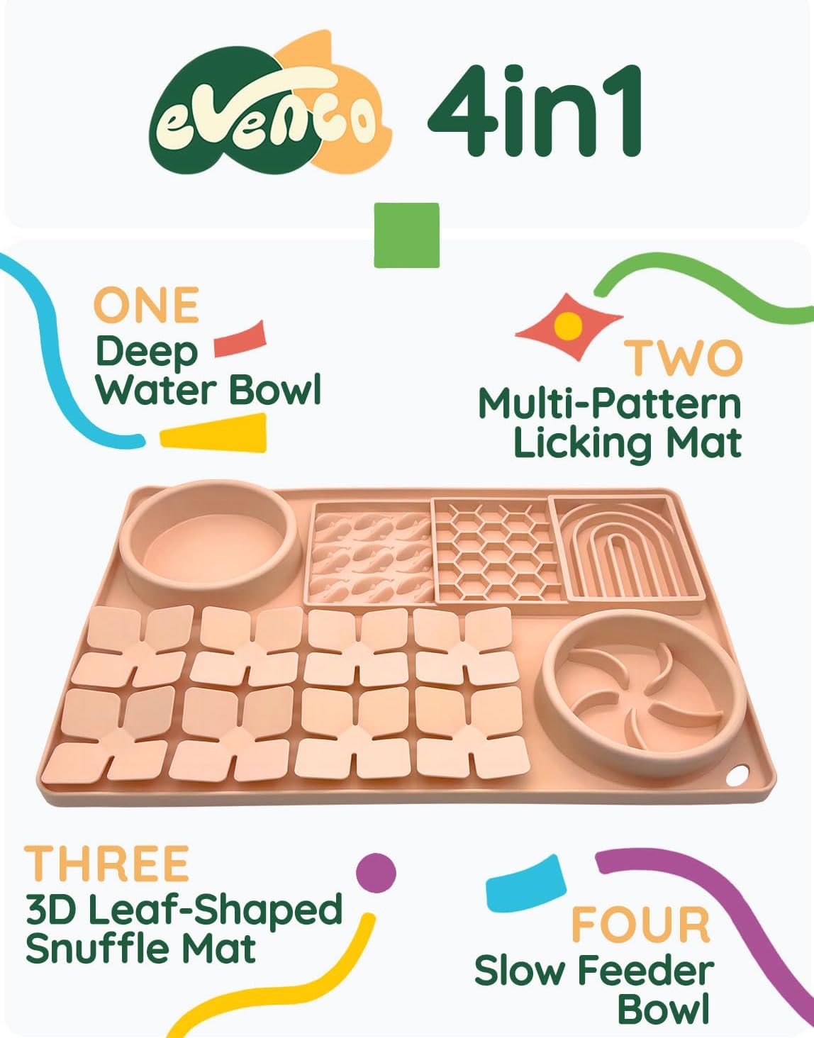 Slow Feeder Bowl, Silicone Lick Mat with Suction Cups for Dog Cat, Snuffle Mat for Pet Smell Training, Puzzle Toys for Bored Puppy, Interactive Sniff Mat for Slow Eating and Keep Busy, Green