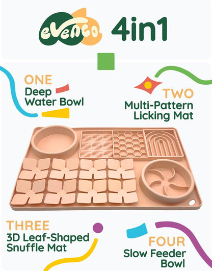 Slow Feeder Bowl, Silicone Lick Mat with Suction Cups for Dog Cat, Snuffle Mat for Pet Smell Training, Puzzle Toys for Bored Puppy, Interactive Sniff Mat for Slow Eating and Keep Busy, Green