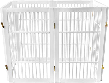 Urnporium Freestanding Wooden Dog Gate for Doorways – Foldable Acacia Wood Pet Gate, No Drill Portable Indoor/Outdoor Puppy Fence Barrier (White Pet Gate, 3 Panel 24" Tall)