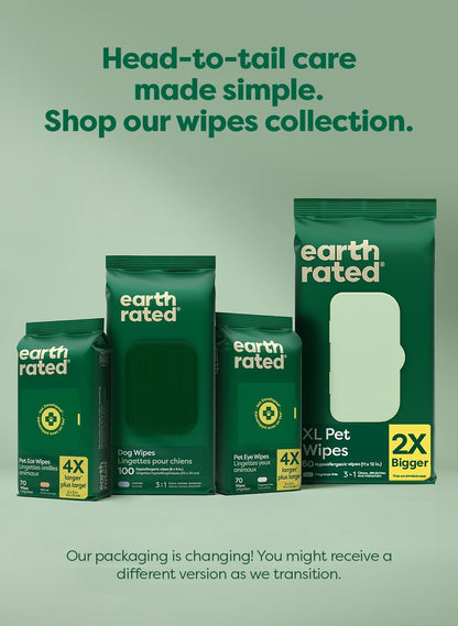 Earth Rated Dog Wipes, Hypoallergenic, Cleaning and Hydrating, for Grooming Paws, Body and Butt, Lavender Scented, 400 Count
