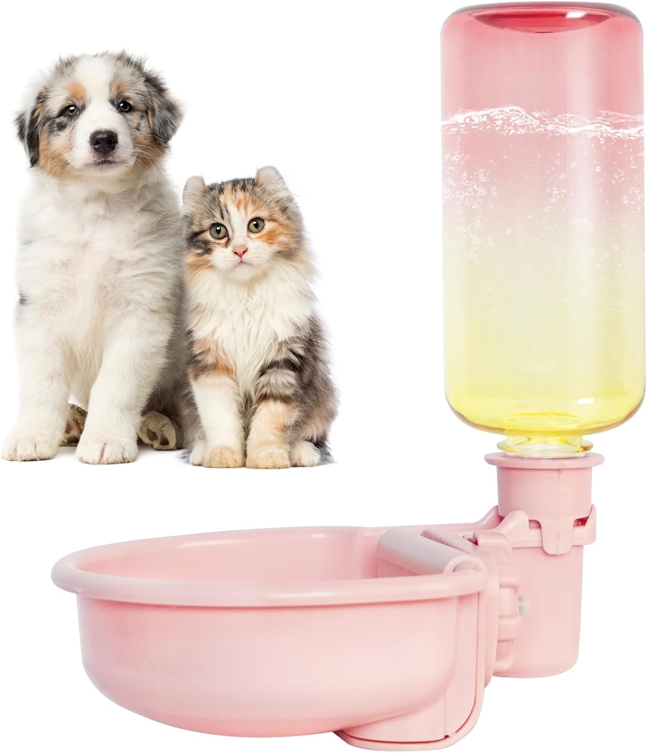 VANNON 16oz Pet Water Bottle, Gravity Dog Water Bowl Dispenser for Cage, Anti-Overflow Water Dispenser for Small Dogs, Cats, Rabbits and Other Small Animals, BPA Free, Grey