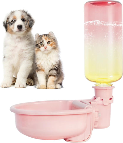 VANNON 16oz Pet Water Bottle, Gravity Dog Water Bowl Dispenser for Cage, Anti-Overflow Water Dispenser for Small Dogs, Cats, Rabbits and Other Small Animals, BPA Free, Grey