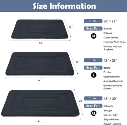 Dog Bed Soft Dog Crate Bed Pad Mat, 42 in Non Slip Bottom Washable Beds for Large Dogs, Pet Bed Mattress Kennel Pad, Dark Gray