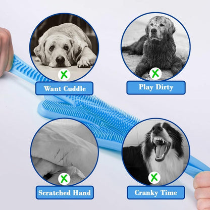 Pet Grooming Gloves Pet Hair Remover Cat, Dog Washing Gloves Silicone Heat Resistant Cleaning Gloves with High-Density Teeth Grooming Gloves for Dogs, Cats, Horses, Rabbits (1 Pair - Gray)