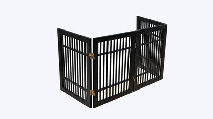 Urnporium Freestanding Wooden Dog Gate for Doorways – Foldable Acacia Wood Pet Gate, No Drill Portable Indoor/Outdoor Puppy Fence Barrier (White Pet Gate, 3 Panel 24" Tall)