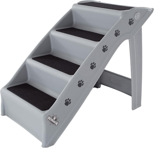 Pet Stairs - Home and Vehicle Foldable Nonslip Dog Steps with 4-Step Design - For Puppies, Kittens, and Other Small Pets by PETMAKER (Tan)