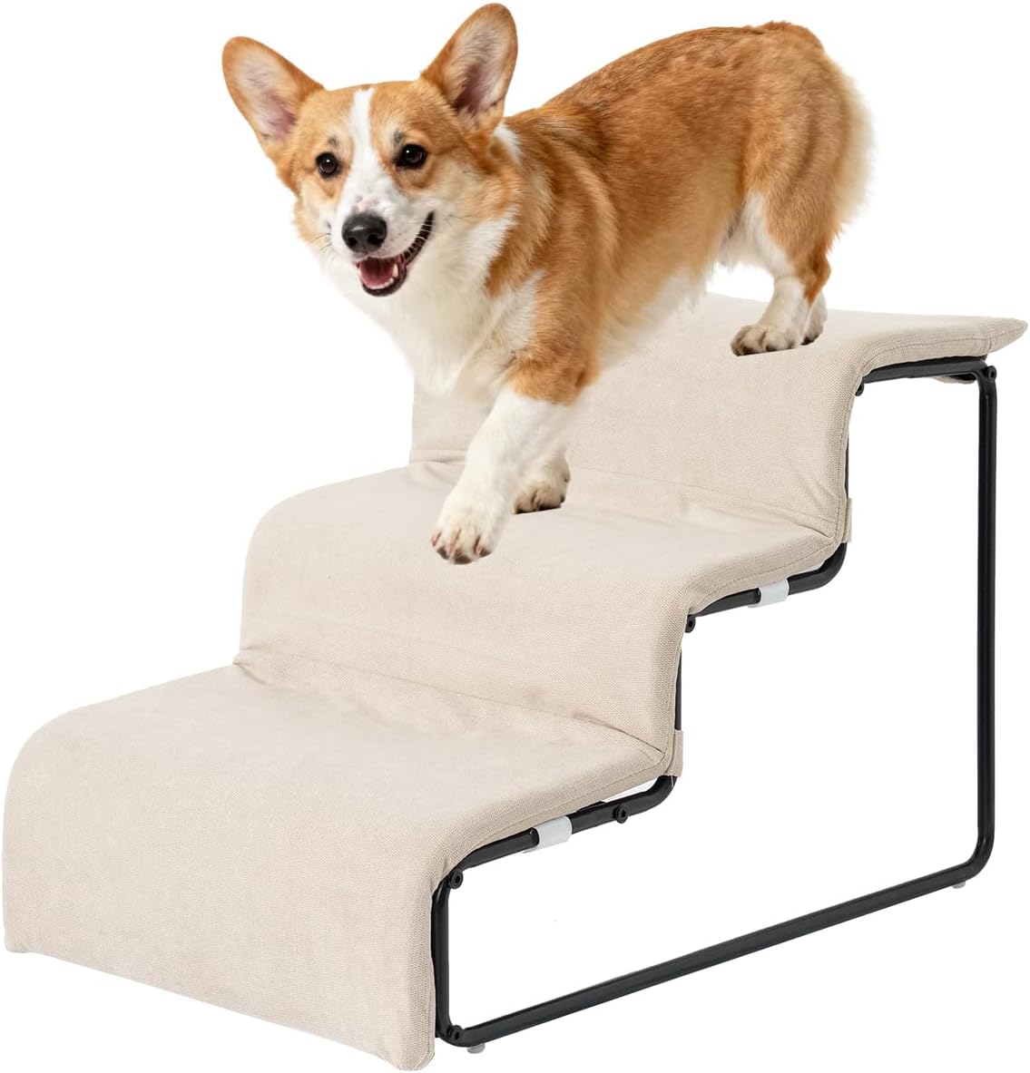 Dog Stairs for Small Dogs and Cats 14" H 3-Step Dog Steps for High Bed Couch and Sofa High-Density Foam Pet Stairs with Supporting Board Pet Steps with Non-Slip Bottom Washable Cover