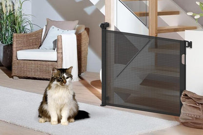 Upgraded Retractable Baby Gate for Stairs, 33"Tall Expands 71"Wide Ideal Safety Solution Dog Gate for Stairs Doorways Hallways Indoor/Outdoor Mesh Baby Gate Retractable Screen Door(Black,86CMx180CM)