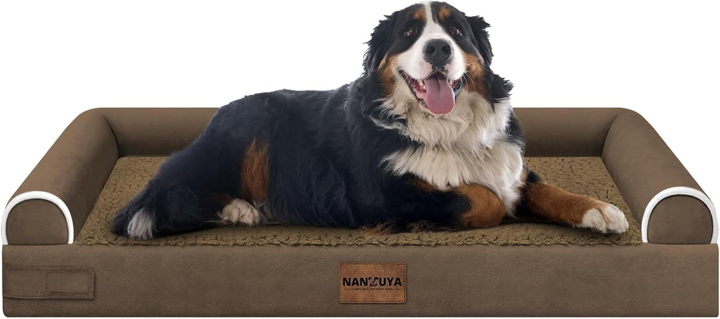 Large Dog Bed Orthopedic Washable: Beds Bolster XL Bed Large Big Dogs Memory Foam Couch Sofa Waterproof with Removable Cover