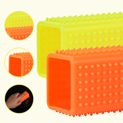 PEUTIER 2pcs Silicone Pet Hair Brushes, Convenient Block Roller Cleaner Reusable Pet Hair Carpet Brush Portable Carpet Cleaner Roller for Furnishings Sofa Carpets Couch Bedding (Yellow & Orange)