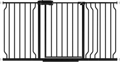 Extra Wide Baby Gates for Doorways 71.65"-85.82" Extra Wide Baby Gate Dog gate Pressure Mounted No Drilling with Walk-Through, Auto-Close & Dual-Direction Swing for Large Wide Opening Black