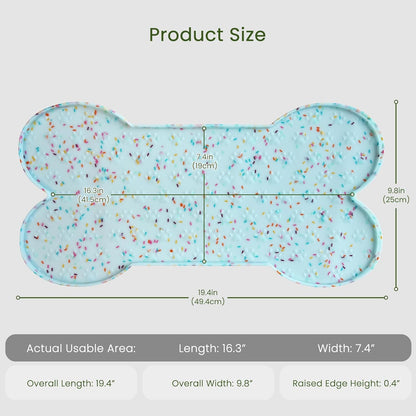 PWTAA Dog Food Mat Anti-Slip Silicone Dog Bowl Mat Thicker Pet Placemat Waterproof Cat Feeder Pad with Raised Edge Puppy Kitten Feeding Mats Suitable Small Medium-Sized Dogs Cats Eating Tray
