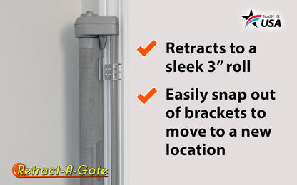 Retract-A-Gate 52 inch White: The Original and only Made in USA Retractable Baby, Dog, & Cat Gate