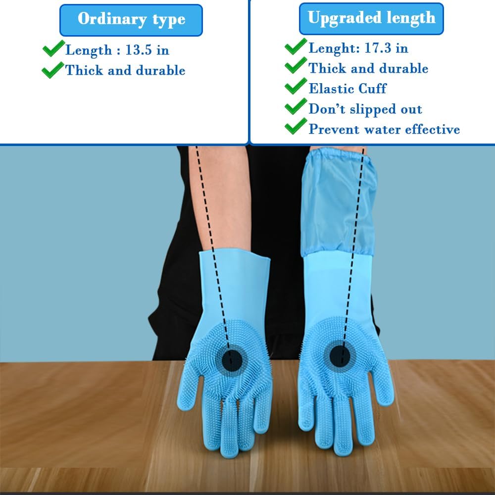 Pet Grooming Gloves Pet Hair Remover Cat, Dog Washing Gloves Silicone Heat Resistant Cleaning Gloves with High-Density Teeth Grooming Gloves for Dogs, Cats, Horses, Rabbits (1 Pair - Gray)