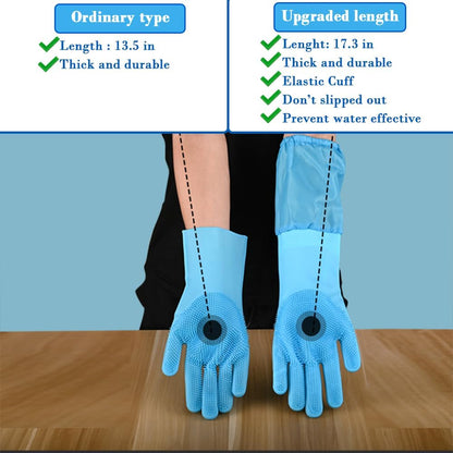 Pet Grooming Gloves Pet Hair Remover Cat, Dog Washing Gloves Silicone Heat Resistant Cleaning Gloves with High-Density Teeth Grooming Gloves for Dogs, Cats, Horses, Rabbits (1 Pair - Gray)