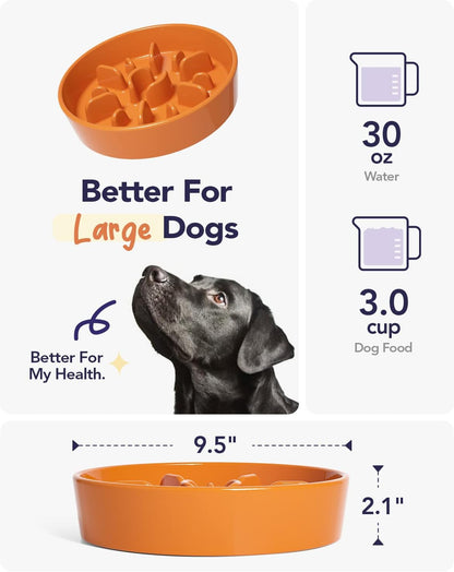 LE TAUCI Dog Bowls Slow Feeder Ceramic, 1.5 Cup Slow Feeding Bowl for Small and Medium Breed, Puzzle Dog Food Bowl for Fast Eater, Maze Purple