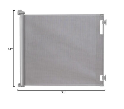 Retractable Baby Gate Perma Child Safety 33" Tall x 55” Wide, Mesh, for Stairs, Doorways, Dogs, Pets, Indoor, Outdoor, One-Handed Operation, Locking, Easy Install, Hardware Mount, Black