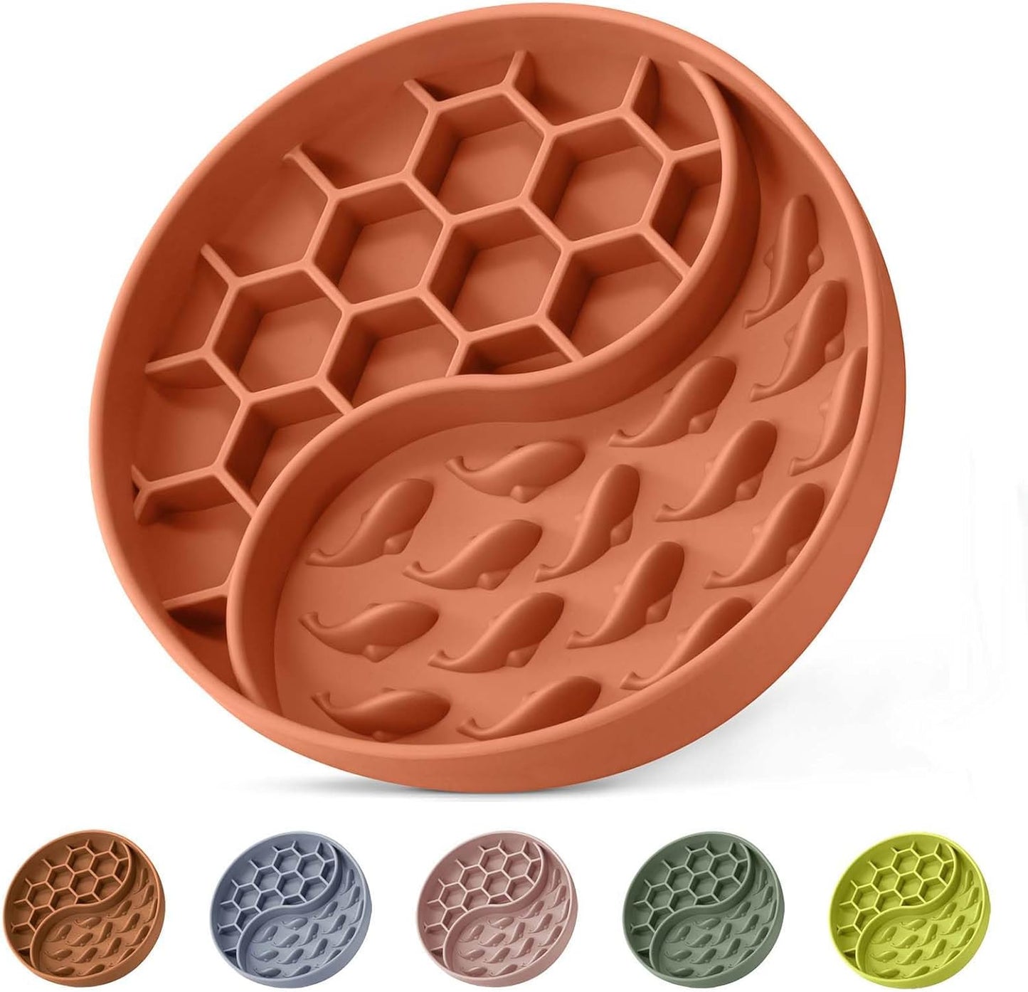 Slow Feeder Dog Bowls, Silicone Pet Food Bowls with Suction Cups, Non-Slip Dog Feeding Slow Down Pet Eating Speed for Fast Eaters, Anxiety Relief & Fun Added (Green)