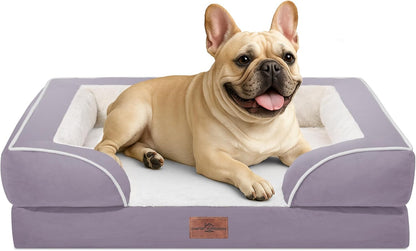 Comfort Expression Orthopedic Dog Bed for Extra Large Dogs 42x30 Inch, Waterproof Egg Crate Foam XL Pet Bed with Removable Bolsters, Dog Couch with Washable Cover & Non-Slip Bottom, Grey - Colors A