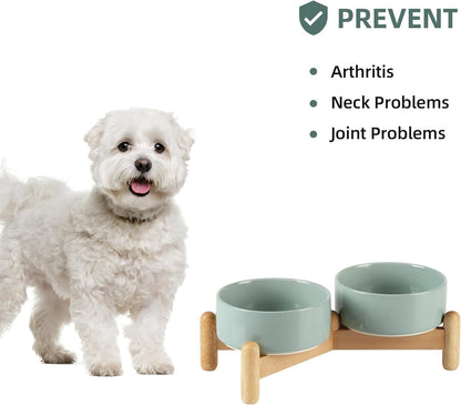 Havniva 8.3inch Ceramic Raised Dog Bowl with Stand, Elevated Dog Bowls for Large Breed Dog Food and Water Bowl Non-Slip Dog Dish Large Capacity Feeding Pet Water Bowl