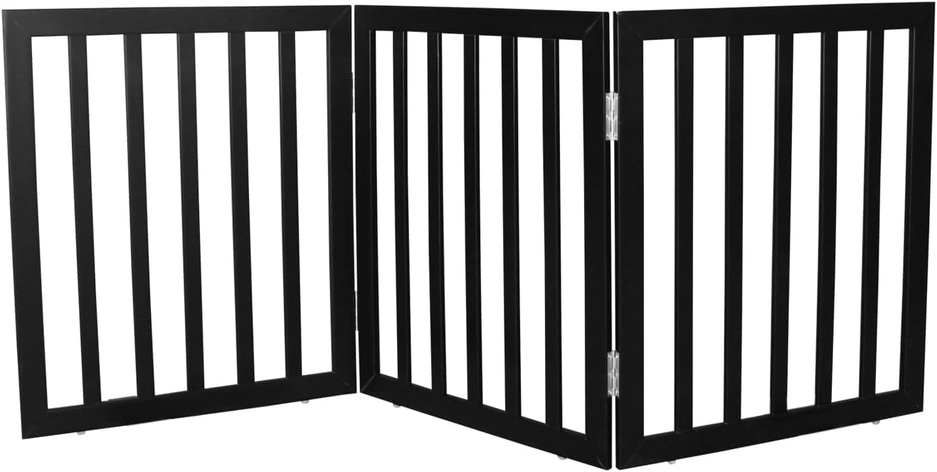 Dog Gate Indoor, Freestanding Dog Fence for The House, Doorways, Hallways,or Stairs,Pet Gate Foldable Wooden,Expandable 24" Height 3 Panels,White