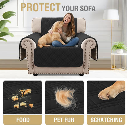 H.VERSAILTEX 100% Waterproof Slipcovers for Couches and Sofas Modern Pet Couch Cover Thick Soft Furniture Protector with Elastic Straps(Sofa, Lily Pad/Beige)