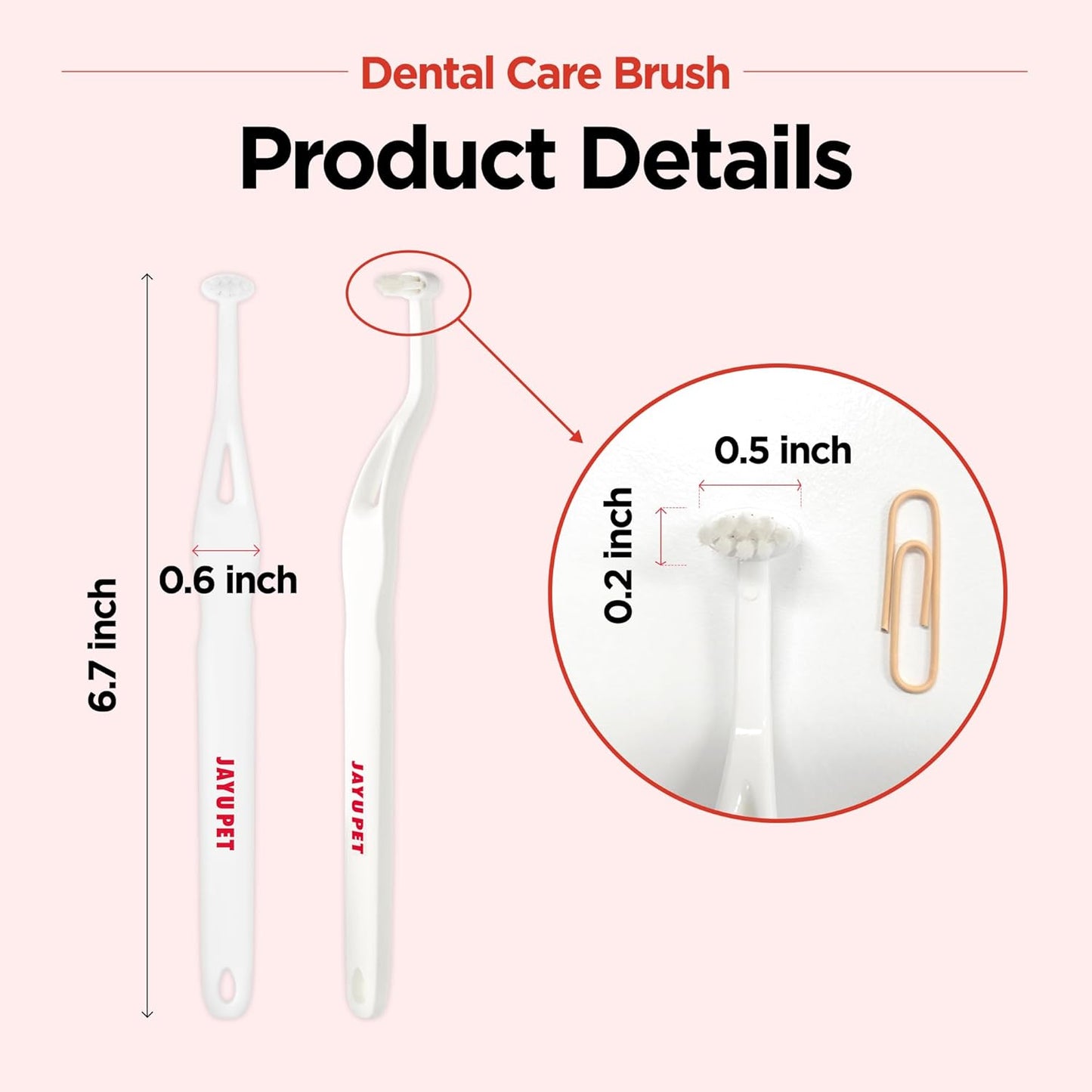 JAYU PET Dental Care Brush with Soft Bristles 1ea - Dog Toothbrush, Cat Toothbrush, Dental Care for Kitten and Small Dogs, Removing Old Plaque and Tartar, Easy Cleaning