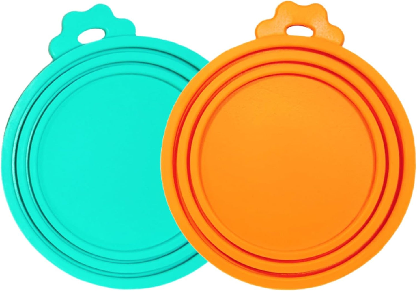 2 Packs Dog Food Can Lids, Inner rings 2.6”/3”/3.4” Fits 3-15oz Standard Cans/Tins, Multi-Size cat food can lid, Silicone Can Covers for dog food cans, BPA Free, Reusable(Green/Cyan+1 spoon)