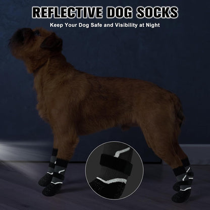 BEAUTYZOO 6PCS Dog Socks to Prevent Licking Paws, Anti Slip Dog Shoes for Hot Pavement Hardwood Floors, Traction Control Toe Grips Boots & Paw Protectors for Small Medium Large Senior Dogs, Grey S