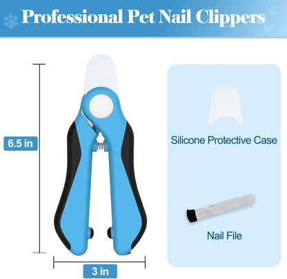Swihauk Heavy Duty Dog Nail Clippers and Trimmers, Professional Pet Nail Clippers with Nail File for Dogs Cats Small Animal, Claw Clippers with Safety Guard to Prevent Over-Cutting, Blue