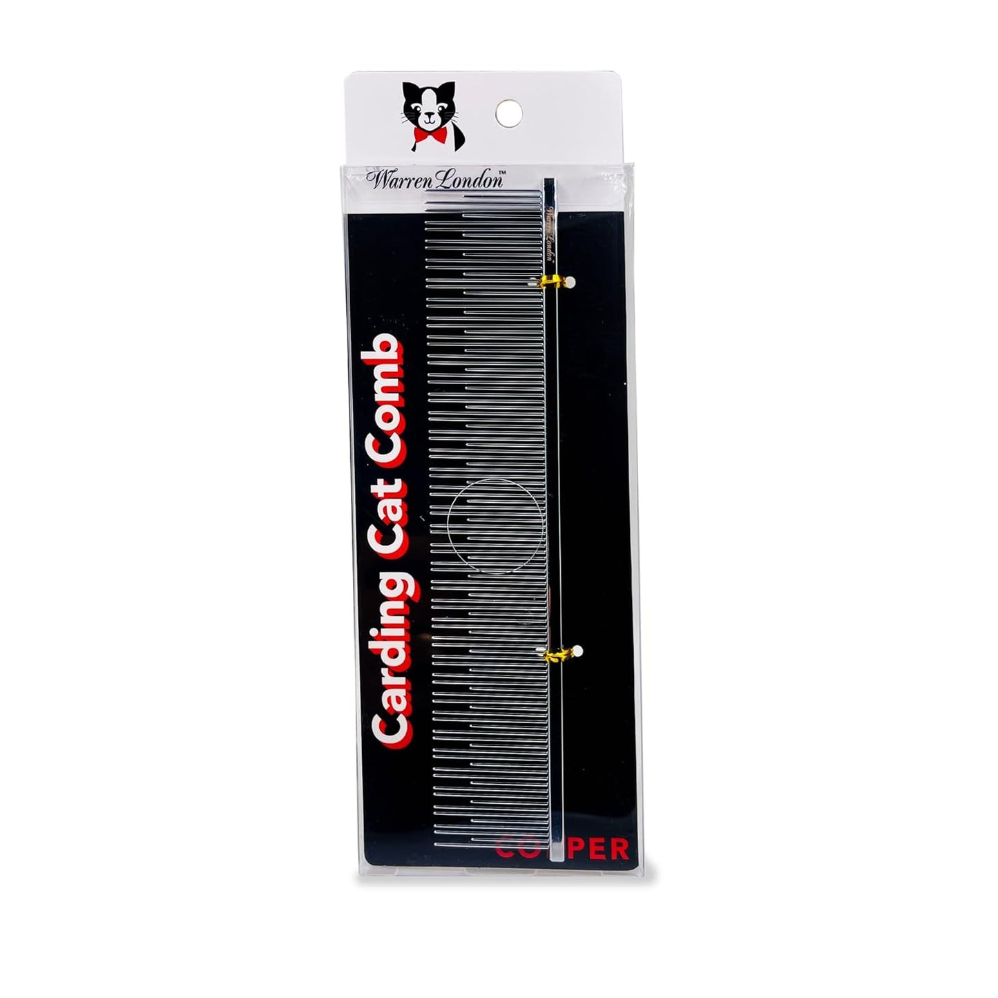 Warren London Cool Cat Greyhound Style Comb – 7.5" Professional Copper Cat Grooming Comb with Fine & Coarse Teeth, Rounded Pins for Detangling/Sensitive Skin, Deshedding & Dematting