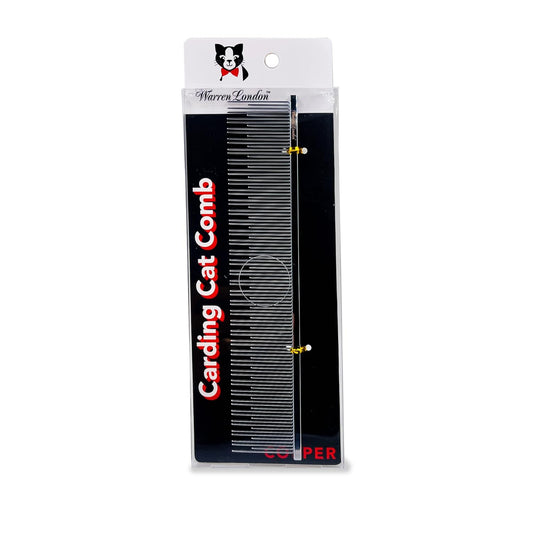 Warren London Cool Cat Greyhound Style Comb – 7.5" Professional Copper Cat Grooming Comb with Fine & Coarse Teeth, Rounded Pins for Detangling/Sensitive Skin, Deshedding & Dematting