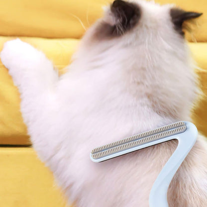Double-Sided Carpet Scraper Pet Hair Remover Carpet Rake Cat Dog Hair Remover for Couch Rug Furniture Car Plus Pet Comb Brush (Blue)