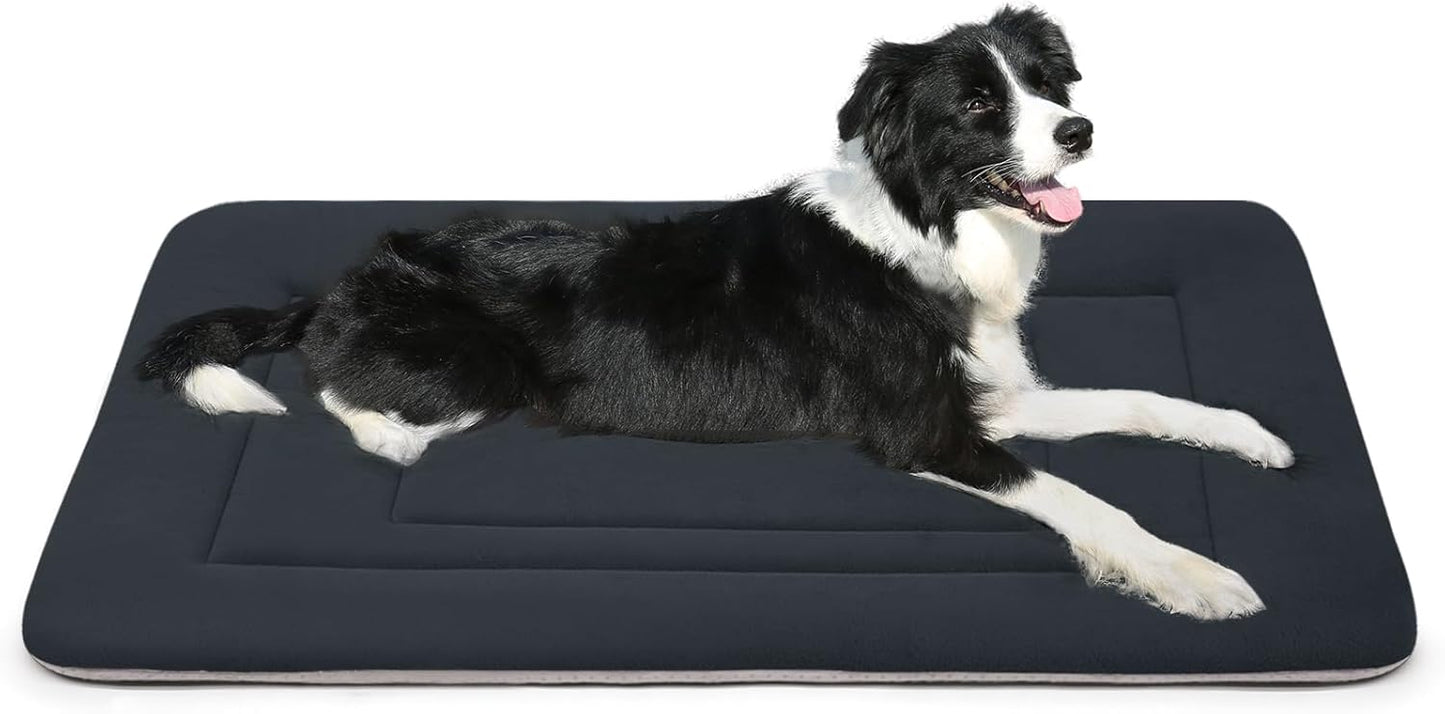 Dog Bed Soft Dog Crate Bed Pad Mat, 42 in Non Slip Bottom Washable Beds for Large Dogs, Pet Bed Mattress Kennel Pad, Dark Gray