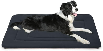 Dog Bed Soft Dog Crate Bed Pad Mat, 42 in Non Slip Bottom Washable Beds for Large Dogs, Pet Bed Mattress Kennel Pad, Dark Gray