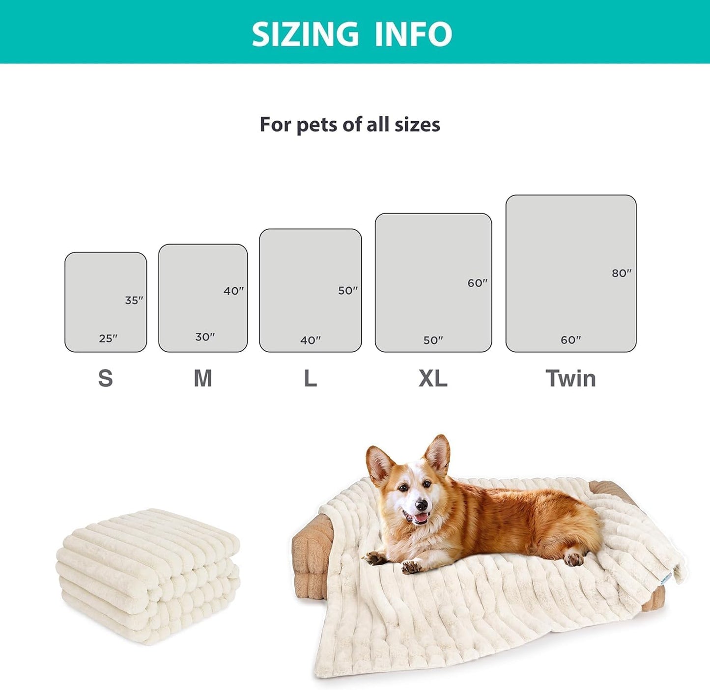 Waterproof Dog Blanket for Large Dogs - Washable Cat Blankets for Couch Bed Protection, Super Soft Calming Reversible Pet Blanket for Pet Kitten Puppy (Green, 50"x60")