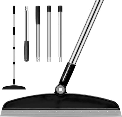 Multifunction Silicone Broom, 54 Inch Long Handle Silicone Floor Squeegee Broom, Sweep and Scrape 2 in 1 Household Cleaning Rubber Broom for Floor, Bathrooms, Kitchens, Showers, Tile, Pet Hair, Glass