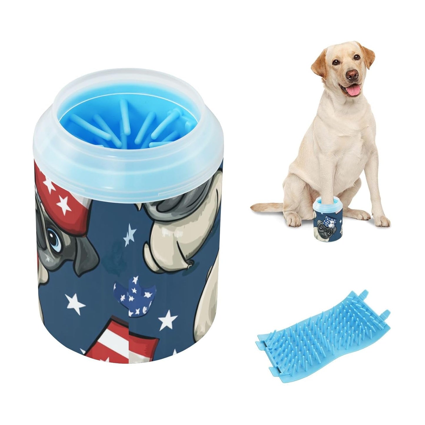 Dog Paw Cleaner Cups for Dogs Pet Foot Washer Paw Scrubber for Medium Small Dogs Cats Cleaning Cup Cute Yellow Fiesta Guitars Cacti and Ethnic Birds
