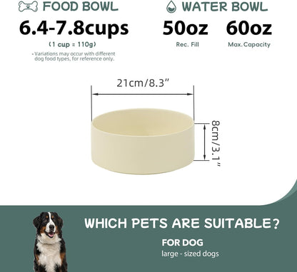 Havniva 8.3inch Ceramic Raised Dog Bowl with Stand, Elevated Dog Bowls for Large Breed Dog Food and Water Bowl Non-Slip Dog Dish Large Capacity Feeding Pet Water Bowl