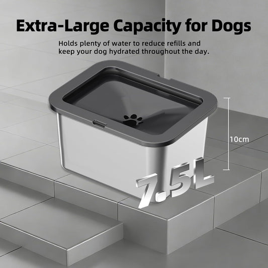 Marchul 10L Stainless Steel No Spill Water Bowl for Dogs, Slow Water Bowl for Large Dogs Anti Slip, No Splash Mess Proof Water Dispenser for Sloppy Drinkers Indoor Outdoor
